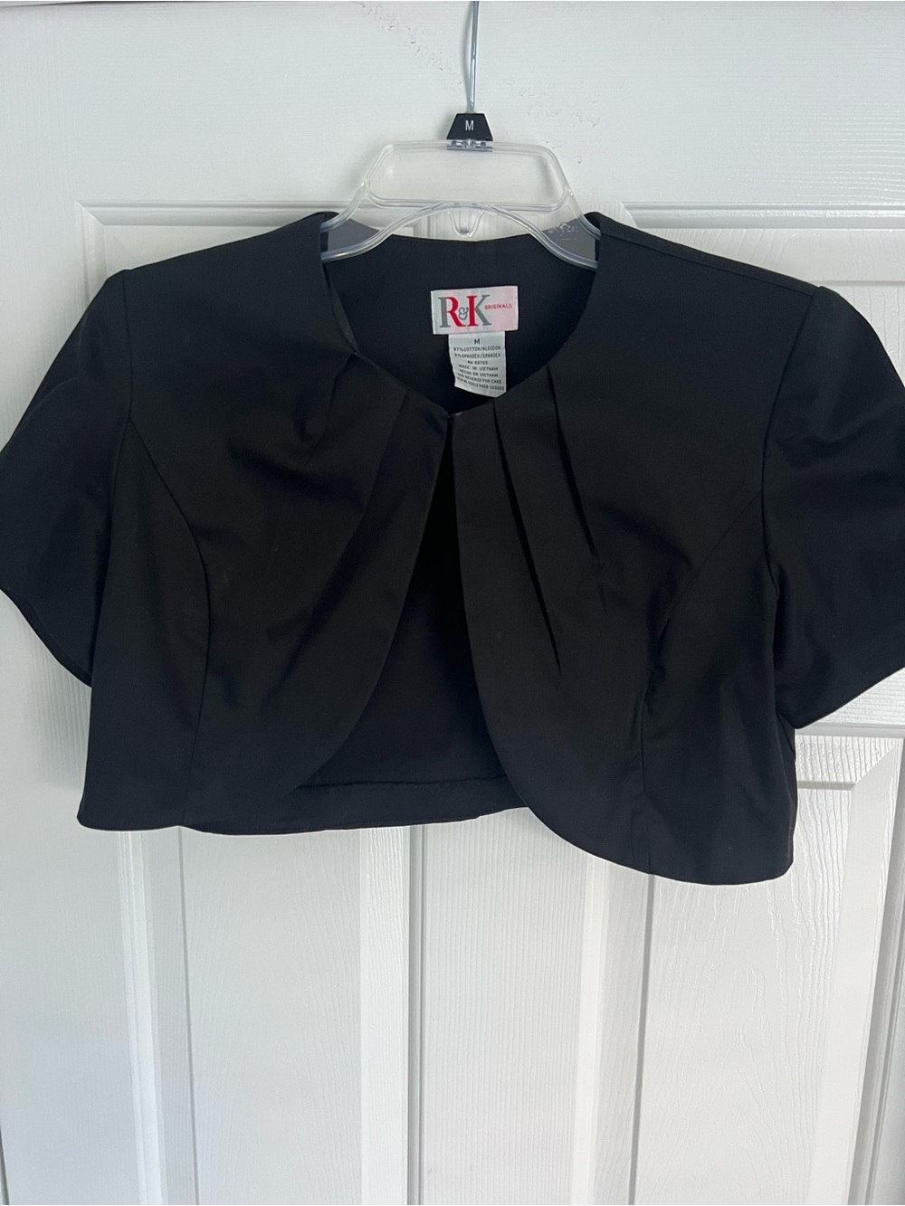 R&K Originals Black Formal Shawl Bolero Jacket Padded Shoulders M
